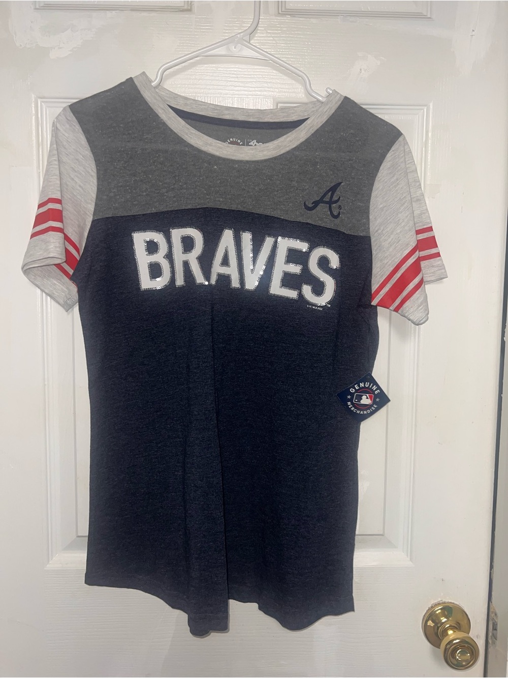 Genuine Merchandise Navy, Gray & Red Braves Short Sleeve Tee